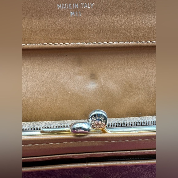 Celine Monogram Leather Long Wallet PVC W/ Kiss Lock And Gold Accents - Picture 11 of 16